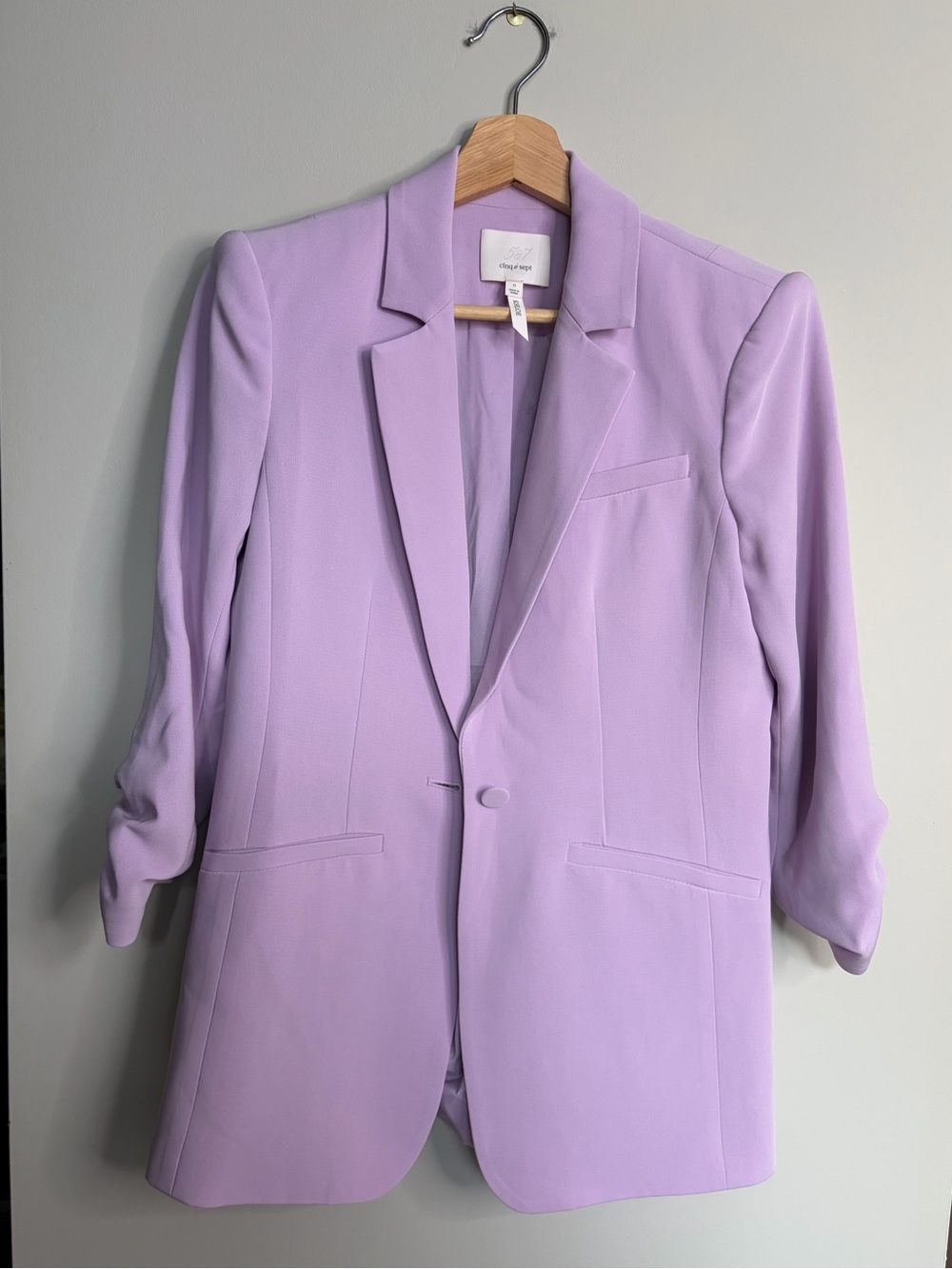 cinq a sept Khloe Blazer Rushed Sleeves Lavender - Picture 3 of 7